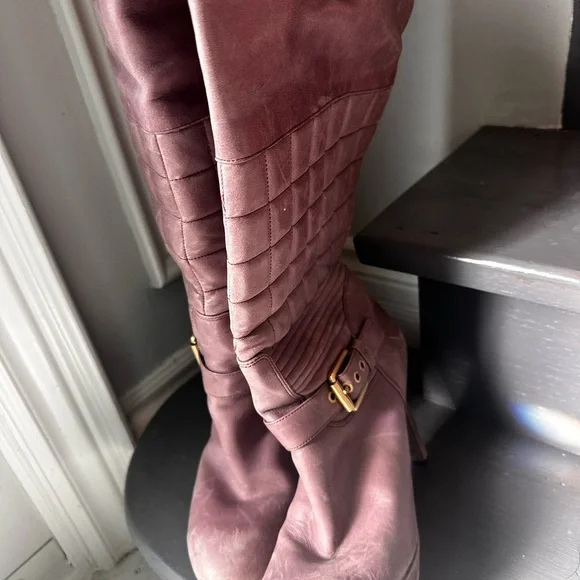 Rockport Janae kneehigh leather boot rare mauve 8.5 USA - Picture 4 of 11